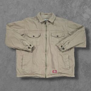 Vintage Dickies Canvas Fleece Sherpa Lined Full Zip Work Jacket Large